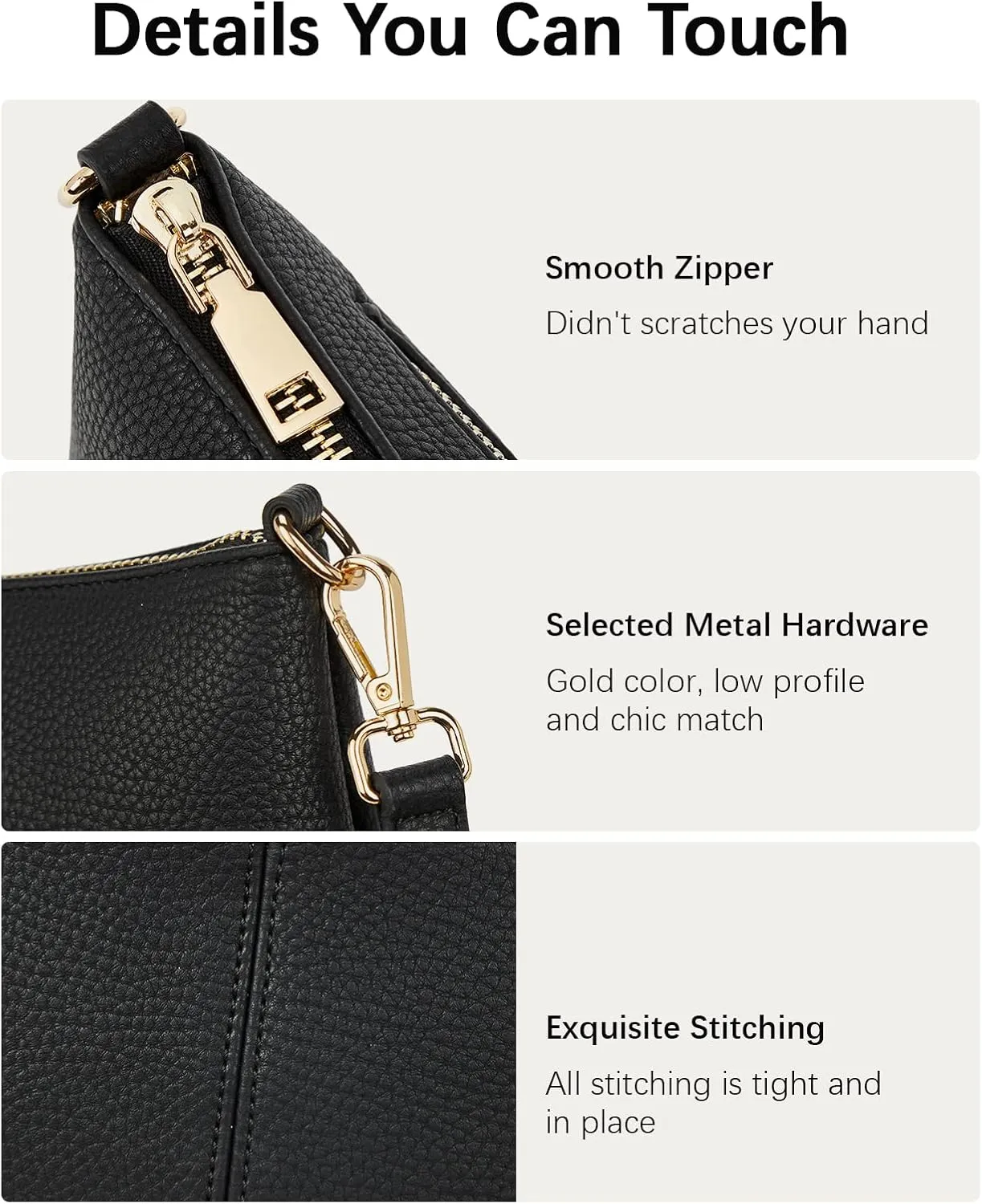 BOSTANTEN Small Crossbody Purse Leather Wristlet Purses for Women with Zipper Pocket Casual Clutch Bags