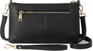 BOSTANTEN Small Crossbody Purse Leather Wristlet Purses for Women with Zipper Pocket Casual Clutch Bags