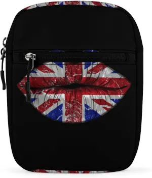 Britain Flag Lipstick Lips Men's Crossbody Bag Small Messenger Shoulder Bags Sling Pack Gift for Women