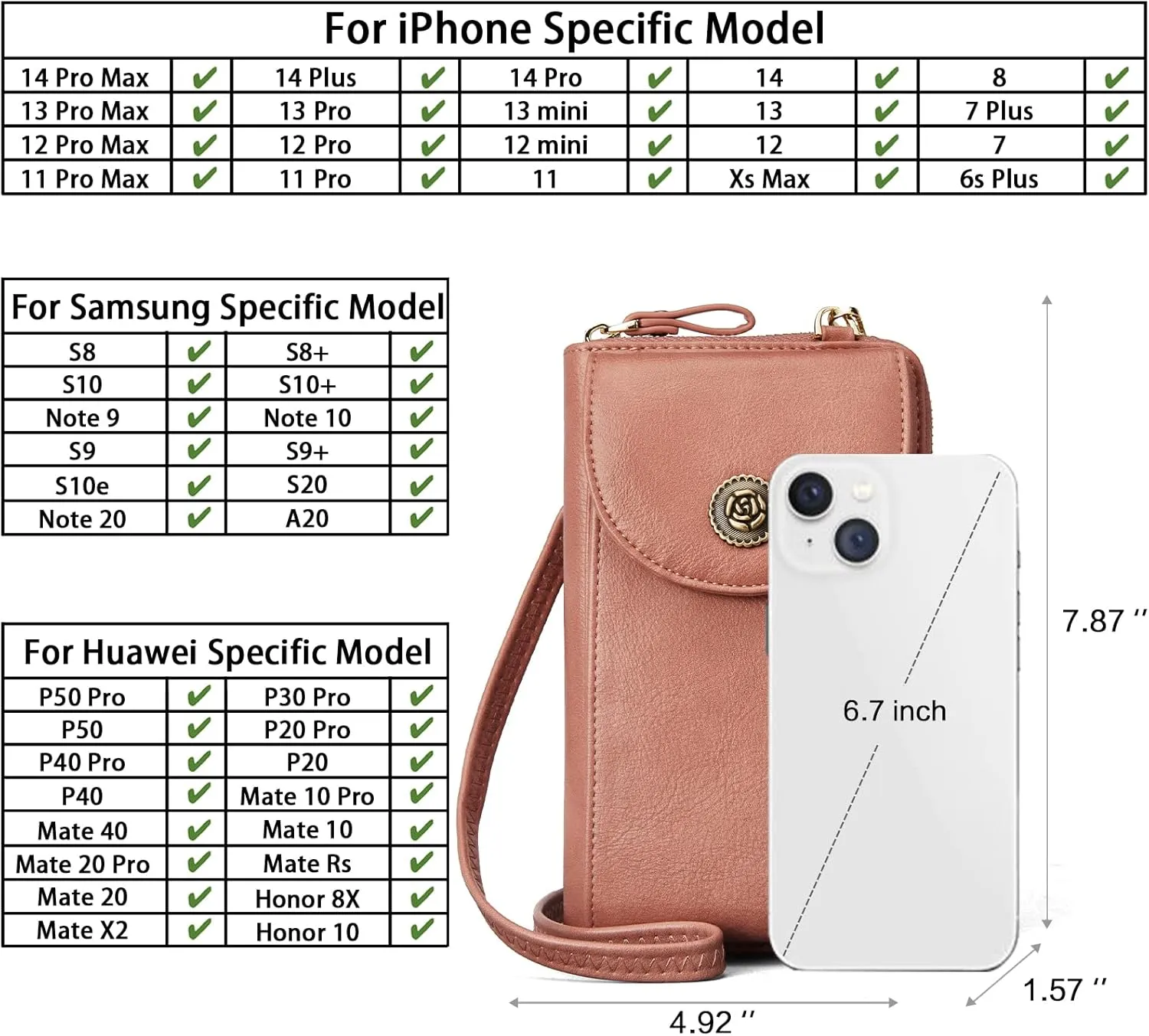 BROMEN Small Cell Phone Purse Crossbody Bags for Women Vegan Leather Wallet Purse with Credit Card Holder