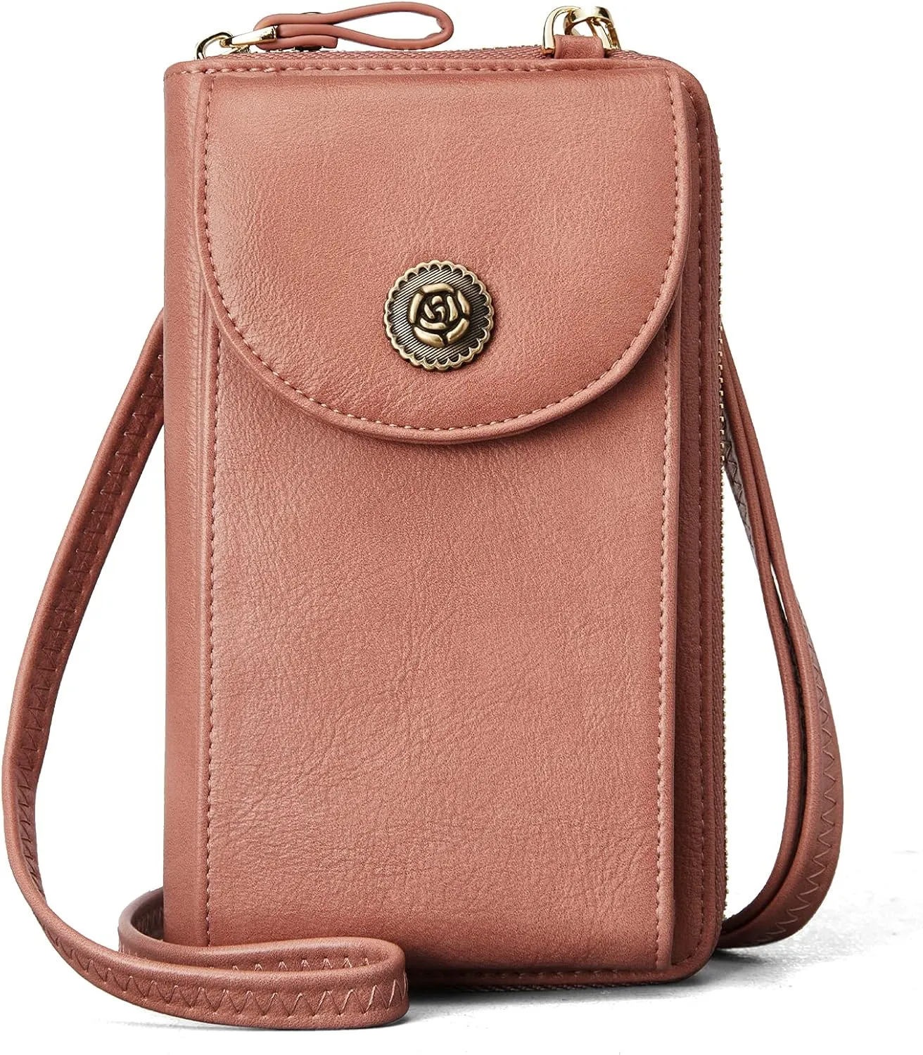 BROMEN Small Cell Phone Purse Crossbody Bags for Women Vegan Leather Wallet Purse with Credit Card Holder