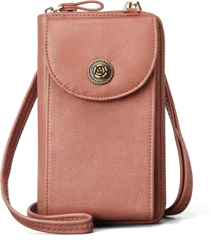 BROMEN Small Cell Phone Purse Crossbody Bags for Women Vegan Leather Wallet Purse with Credit Card Holder