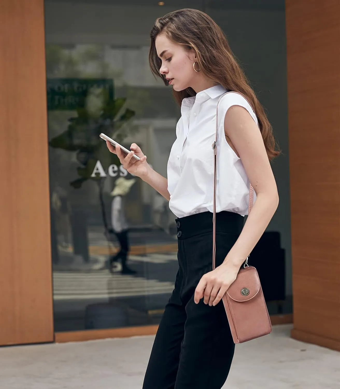 BROMEN Small Cell Phone Purse Crossbody Bags for Women Vegan Leather Wallet Purse with Credit Card Holder