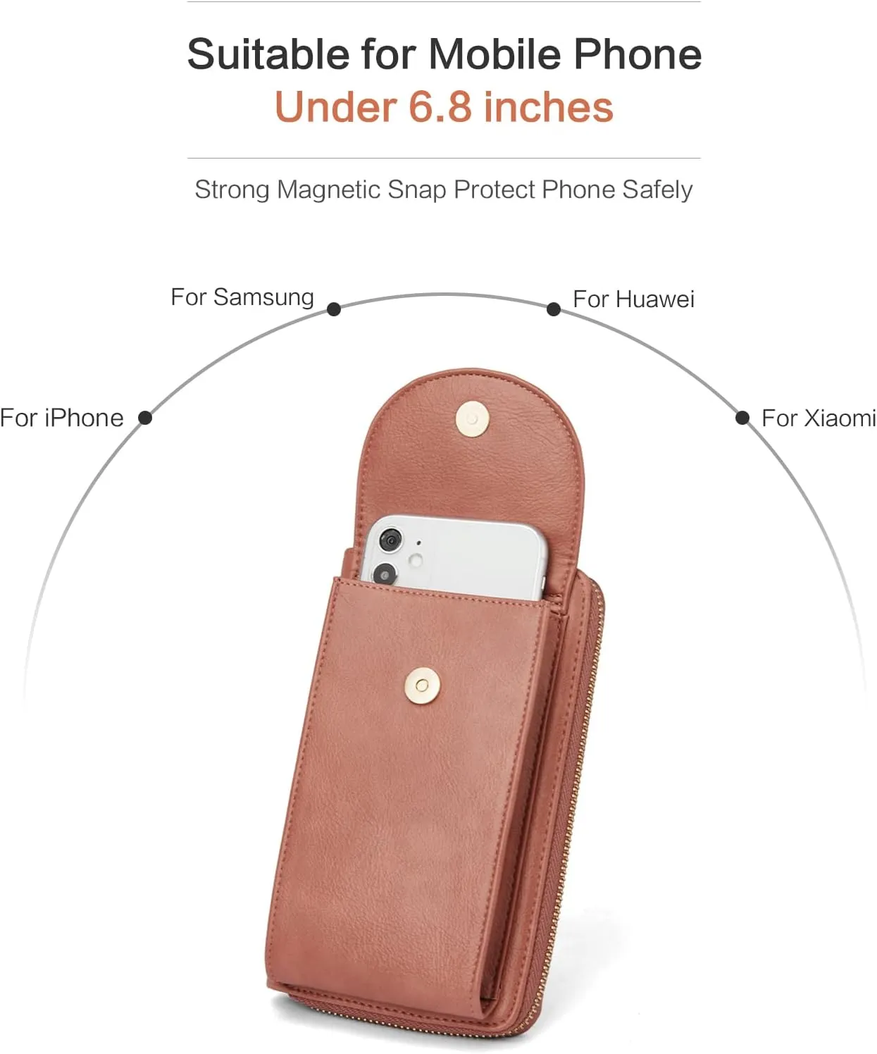 BROMEN Small Cell Phone Purse Crossbody Bags for Women Vegan Leather Wallet Purse with Credit Card Holder