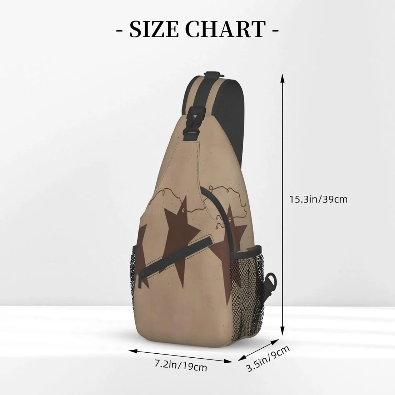 Brown Vintage Rusty Stars Primitive Country Crossbody Chest Bag, Unisex Crossbody Bag, Travel, Sports, Hiking And Leisure Backpack, Black