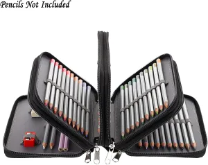 BTSKY® Handy Wareable Oxford Colored Pencil Bags Large 72 Slots Pencil Organizer Portable Watercolor Pencil Wrap Case (Black)
