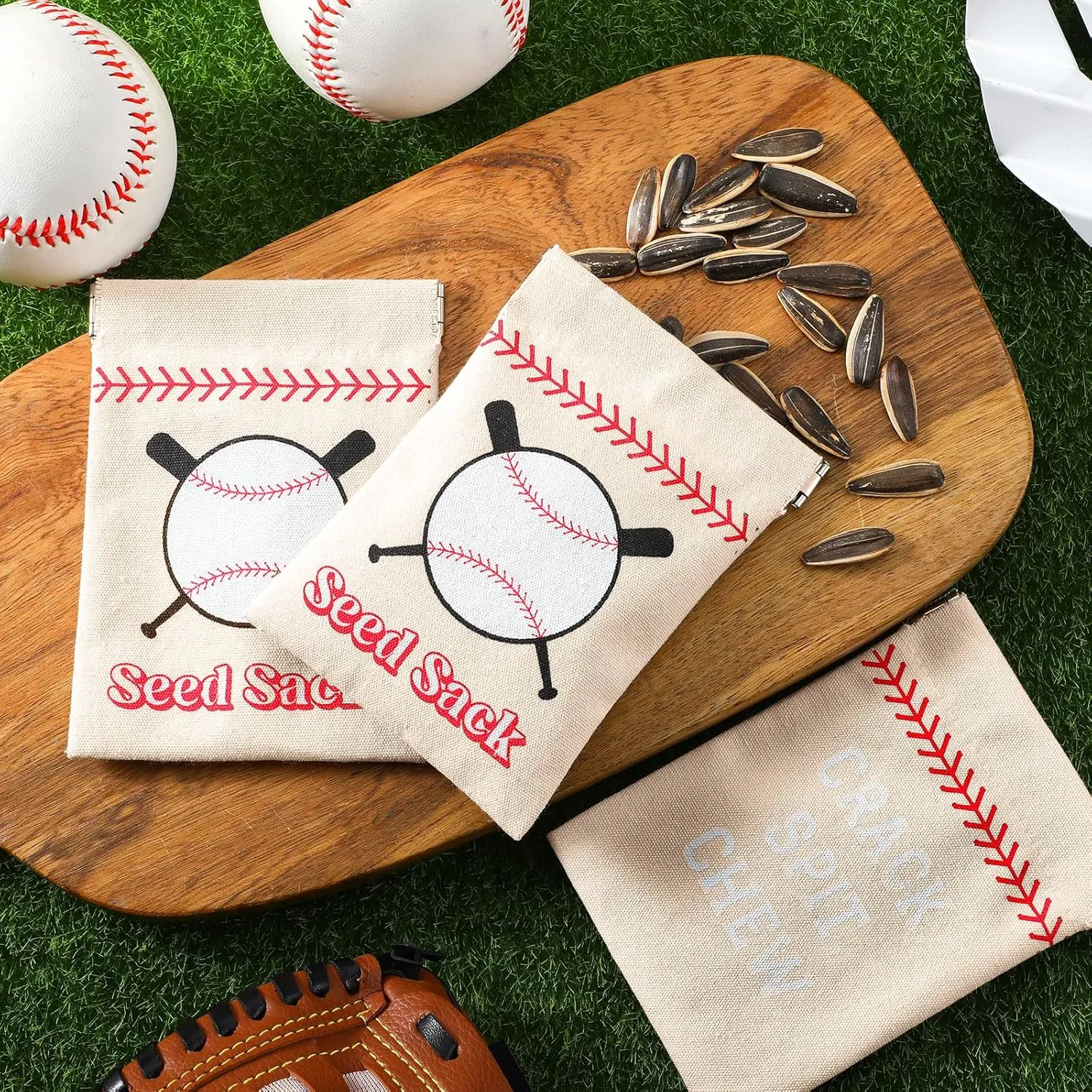 Bulyoou 12 Pcs Baseball Seed Sack Bags for Team Baseball Gift Seed Sack Personalize Baseball Gift Seed Pouch Coin Purse Original Gift Bags for Baseball Field Team Party Favors (Linen)