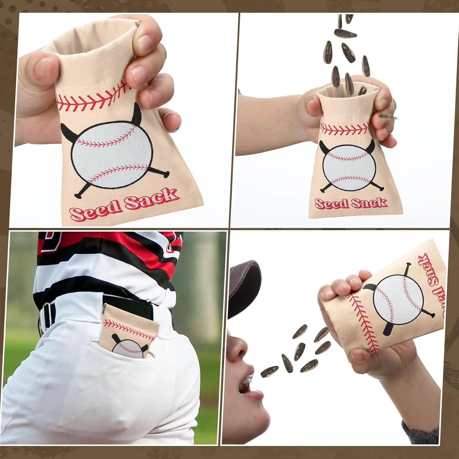 Bulyoou 12 Pcs Baseball Seed Sack Bags for Team Baseball Gift Seed Sack Personalize Baseball Gift Seed Pouch Coin Purse Original Gift Bags for Baseball Field Team Party Favors (Linen)