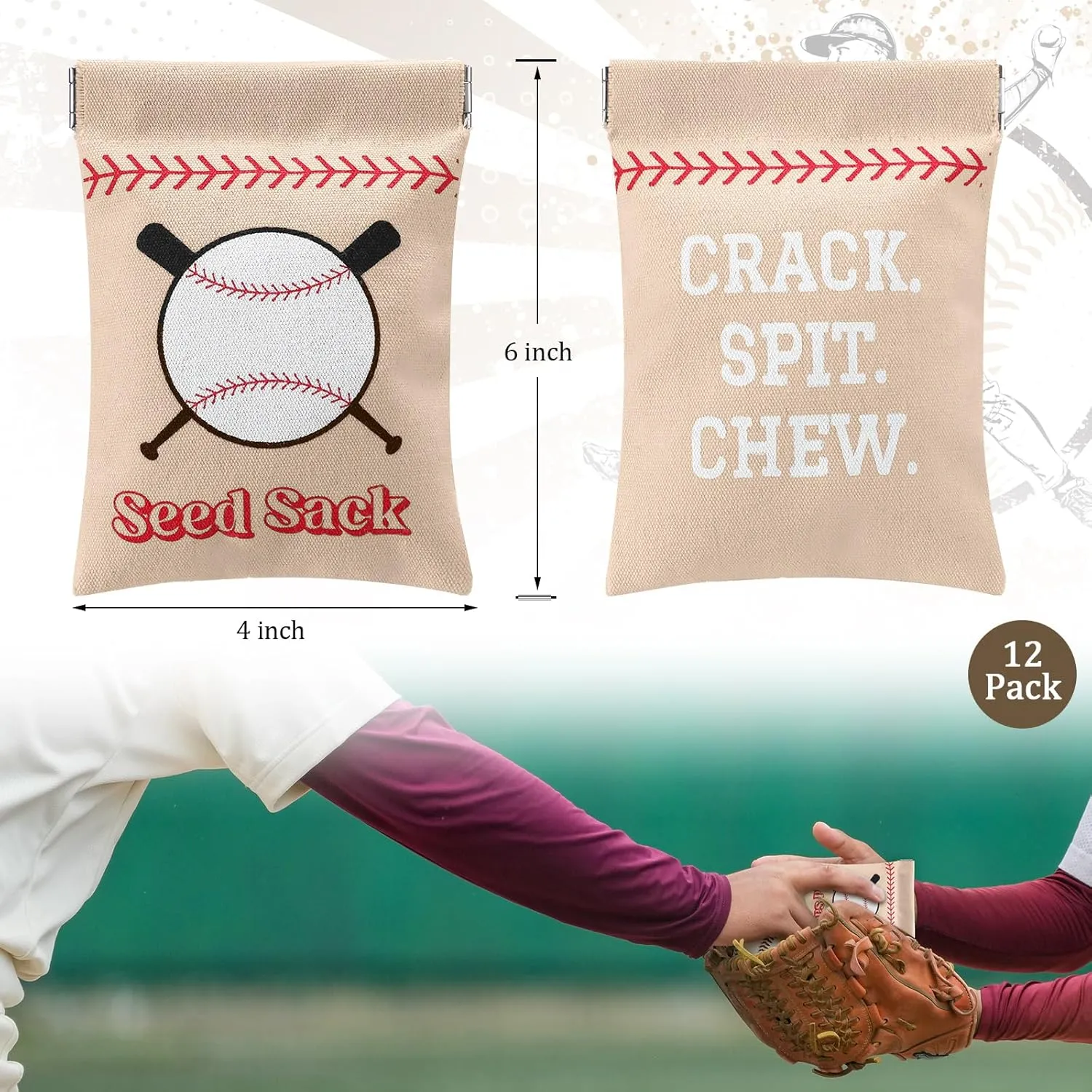 Bulyoou 12 Pcs Baseball Seed Sack Bags for Team Baseball Gift Seed Sack Personalize Baseball Gift Seed Pouch Coin Purse Original Gift Bags for Baseball Field Team Party Favors (Linen)