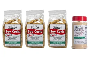 Butler Soy Curls 3 Pack - 3 x 8 oz bags   10.35 oz Chik-Style Seasoning
