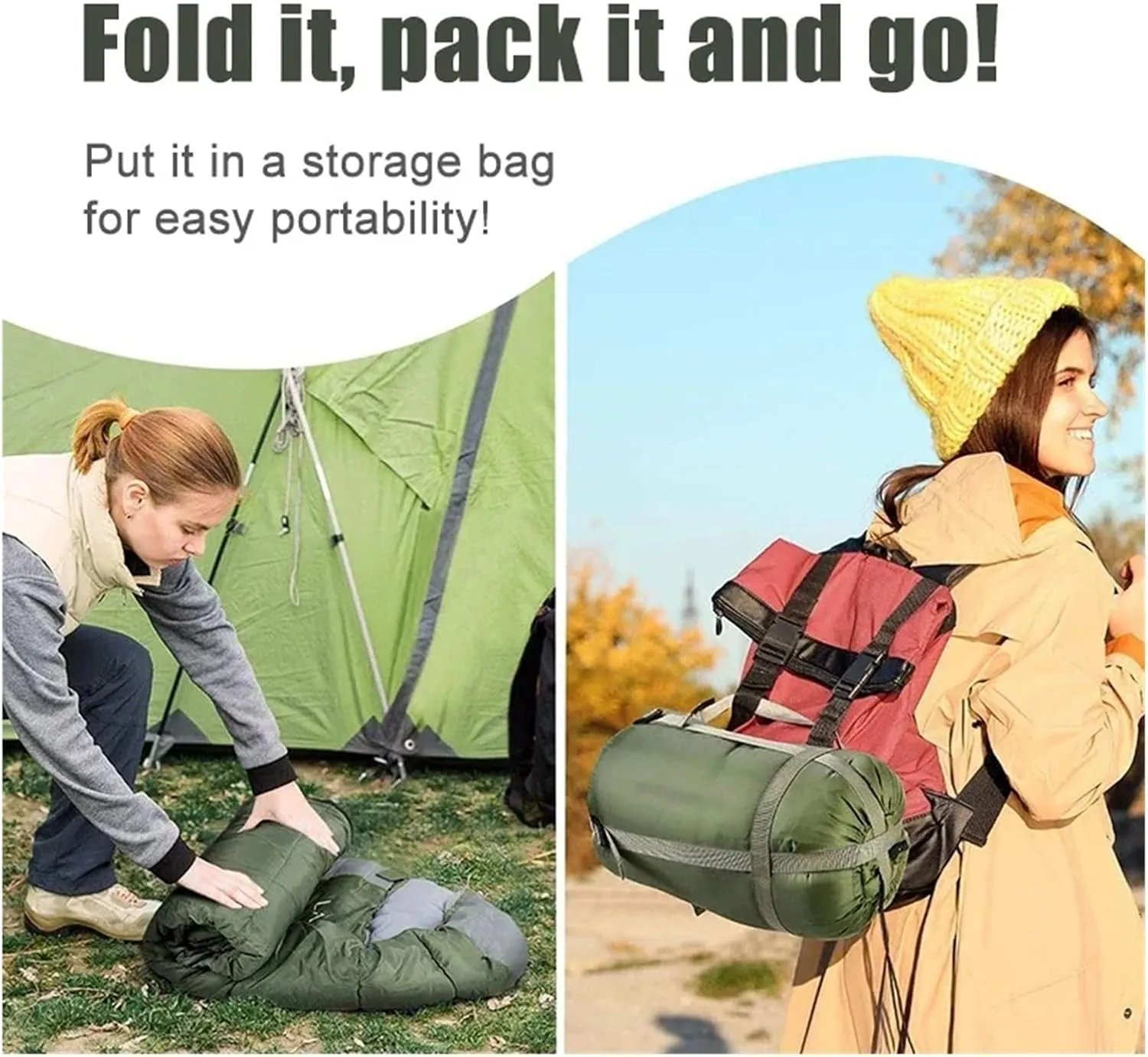 Camping Sleeping Bag Ultralight Waterproof 4 Season Warm Envelope Backpacking Sleeping Bags for Outdoor Traveling Hiking
