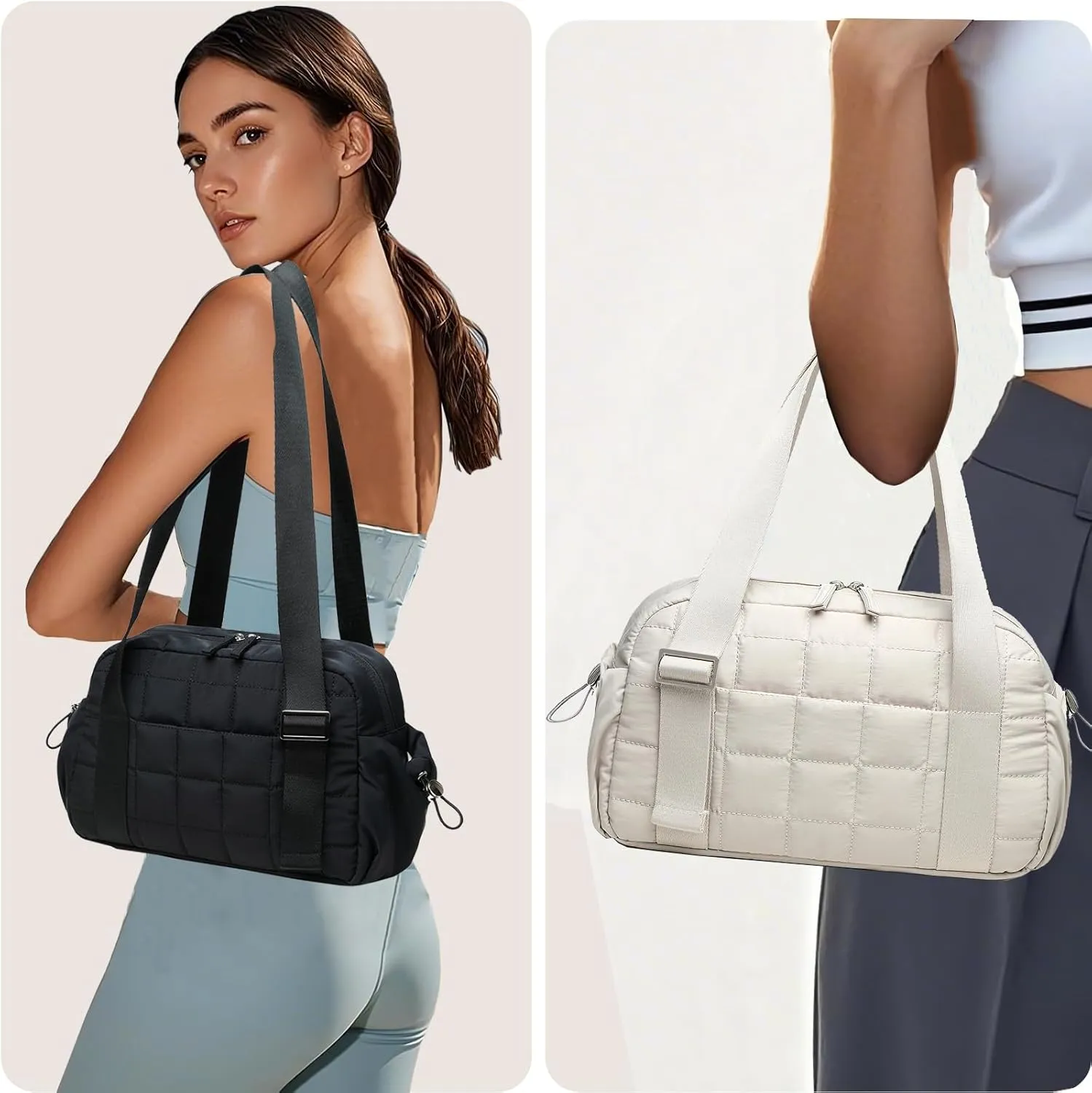 CAMTOP Mini Gym Bag for Women, Small Gym Tote Bag Puffy Quilted Sports Duffel Bag with Wet Compartment and Coin Wallet Duffel Bags Dance Yoga Workout Bag