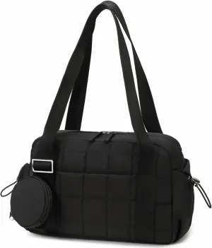 CAMTOP Mini Gym Bag for Women, Small Gym Tote Bag Puffy Quilted Sports Duffel Bag with Wet Compartment and Coin Wallet Duffel Bags Dance Yoga Workout Bag