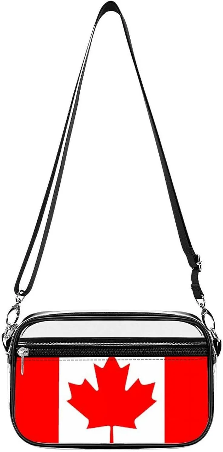 Canada Flag Fashion Clear Crossbody Bags Stadium Approved Shoulder Purse for Concerts Sports Events Festival