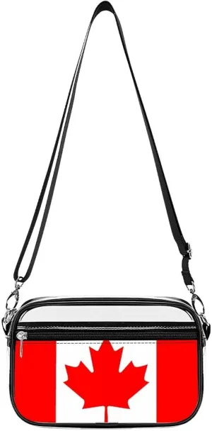 Canada Flag Fashion Clear Crossbody Bags Stadium Approved Shoulder Purse for Concerts Sports Events Festival