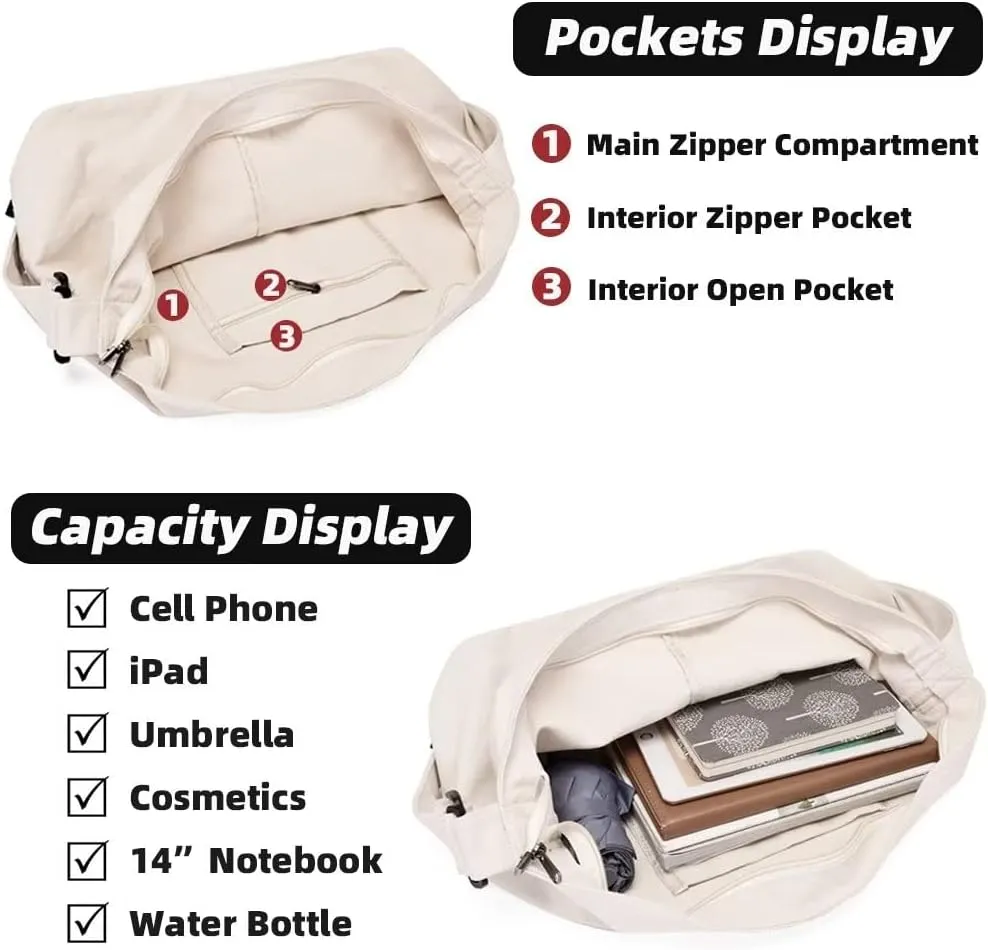 Canvas Shoulder Bag for Women Casual Lightweight Crossbody Purse Ladies Hobo Bag Large Cotton Handbag for Everyday