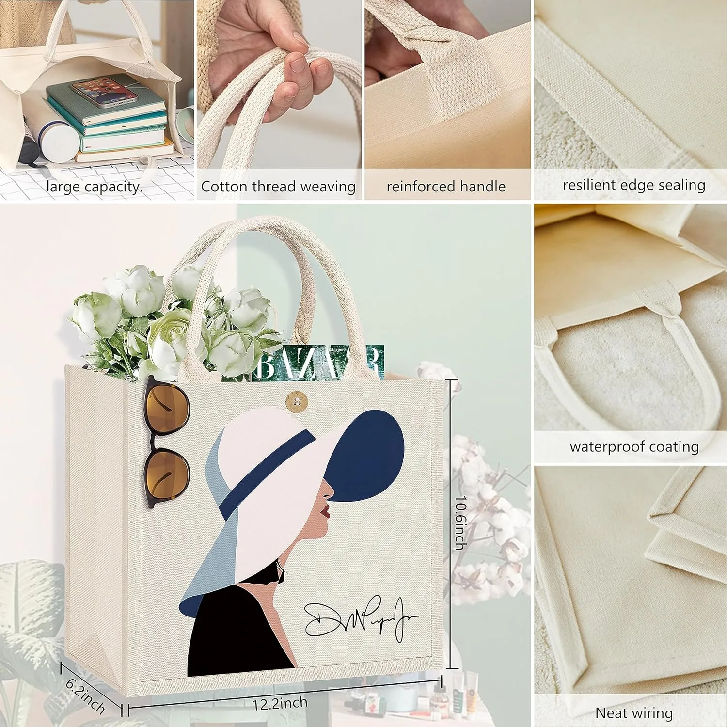 Canvas Tote Bag, Crafts for Adults，Adult Paint Party Painting kit, pre Drawn DIY Canvas Tote Bag for Beginners.