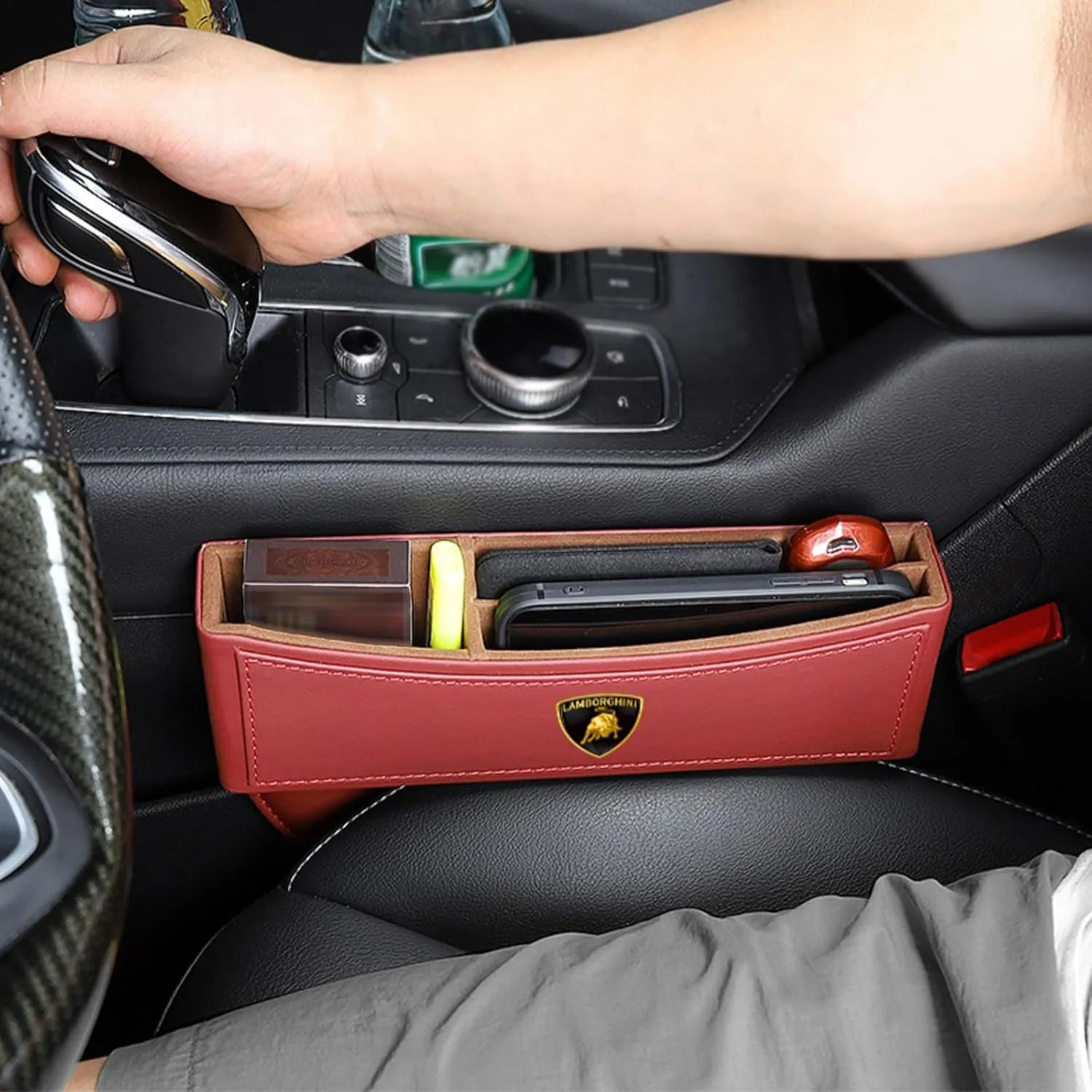 Car Seat Gap Filler Organizer for Lamborghini Huracan STO 2021 Car Side Seat Storage Box Multifunction Car Interior Storage Organizer,Black