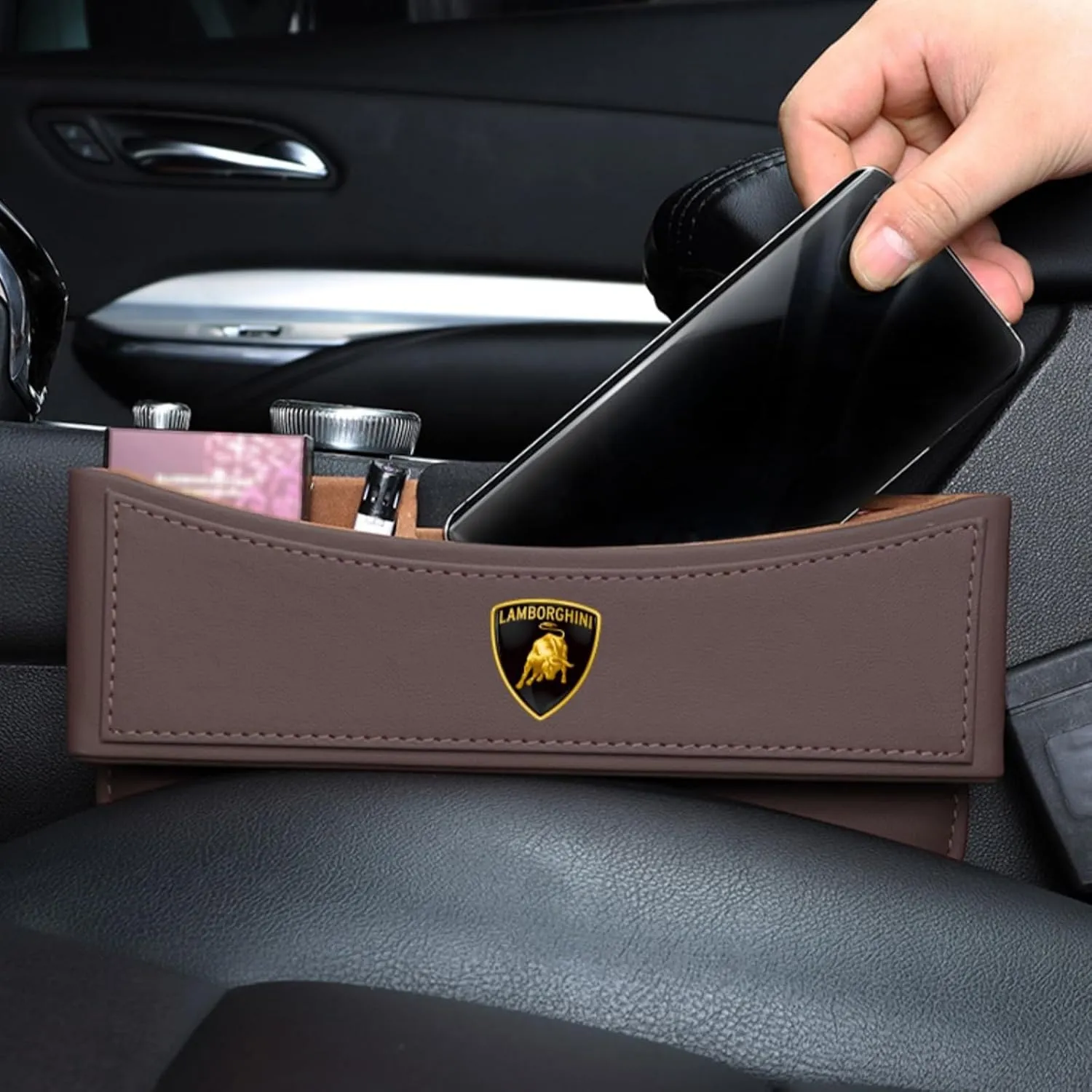Car Seat Gap Filler Organizer for Lamborghini Huracan STO 2021 Car Side Seat Storage Box Multifunction Car Interior Storage Organizer,Black