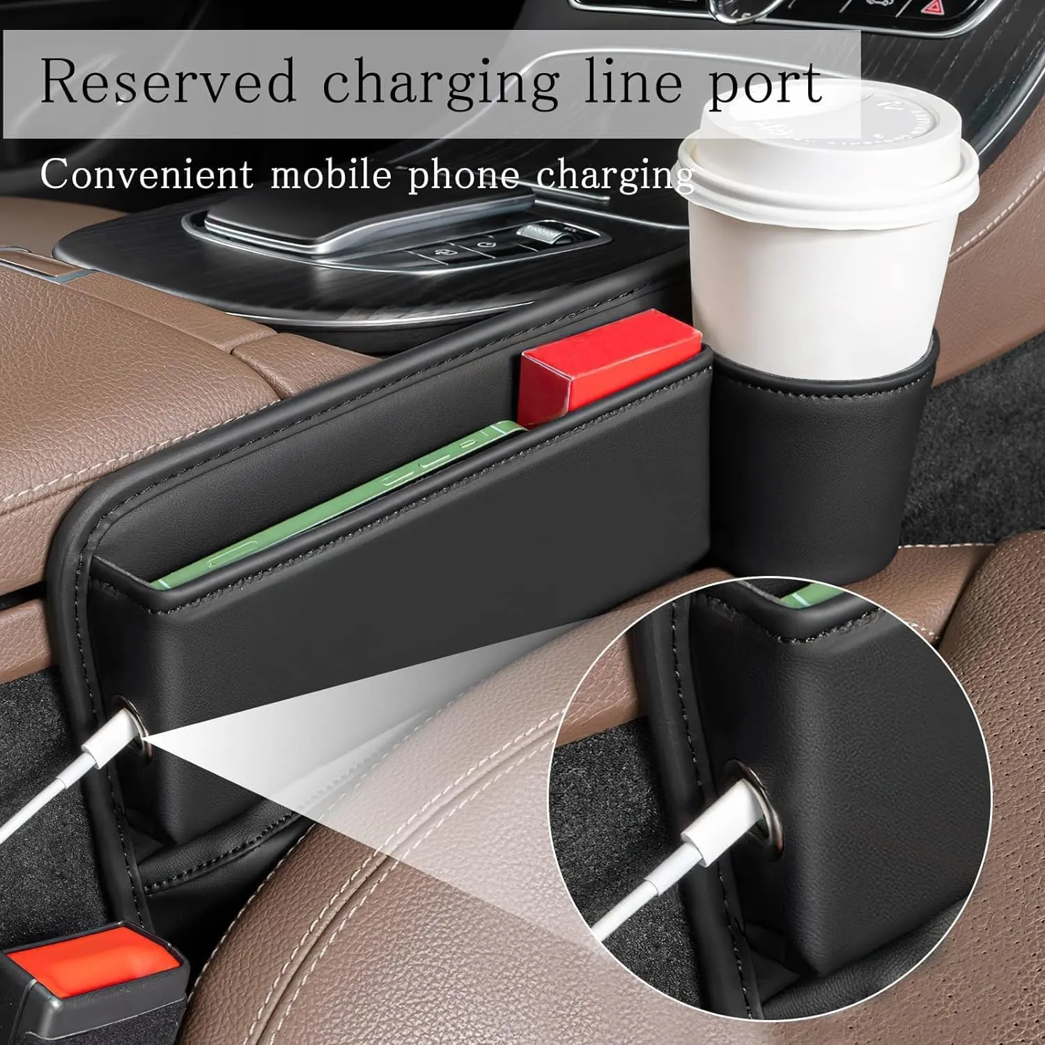 Car Seat Gap Filler Organizer for Land Rover Range Rover Sport III 2022 2023 2024 2025, Car Gap Filler Car Seat Storage Box Seat Gap Storage Box Car Accessories,Beige