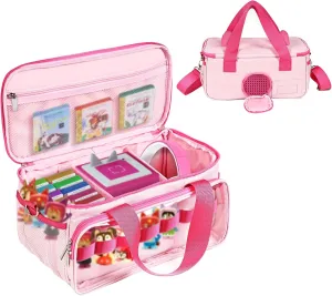 Carrying Case Compatible with Little Tikes Story Dream Machine Starter Set, Carrying Bag for Tonies Figures Characters,Portable Travel Storage Bag with Shoulder Strap and Handle(Pink)