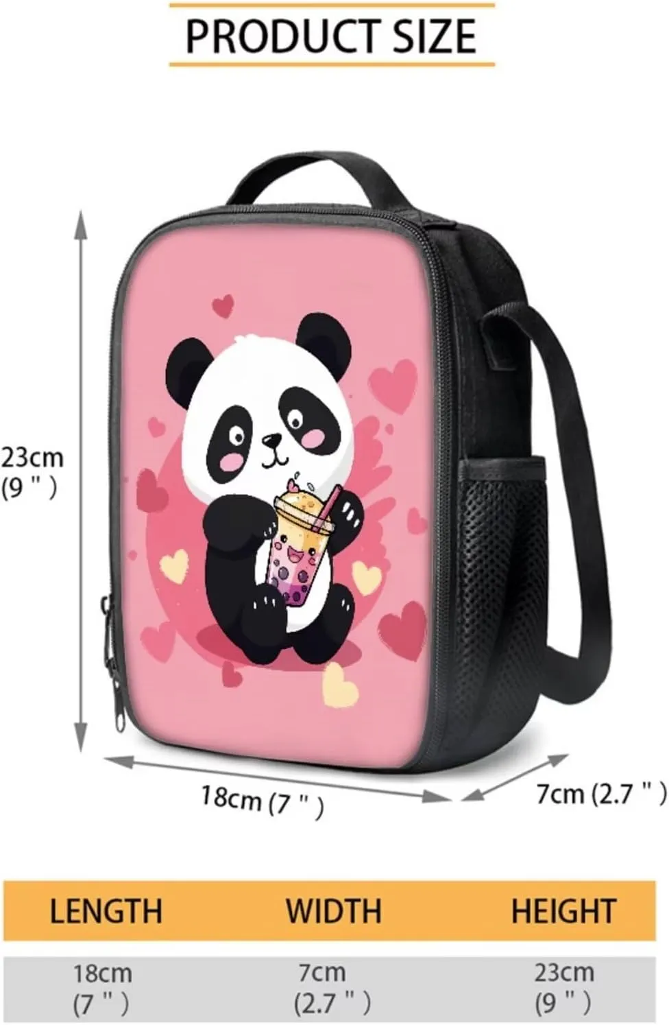 Cartoon Panda School Backpack for Girls 6 Year Old 3-Piece Schoolbags Set with Lunch Box Pencil Case Preschool Cute Book Bag Large Capacity Travel Duffel Bags Daycare Bag
