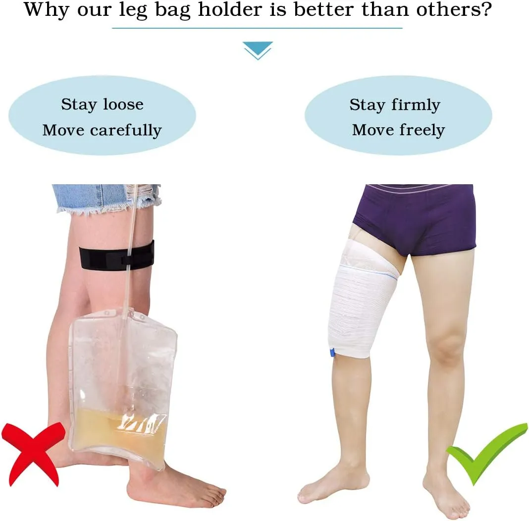 Catheter Leg Bag Holder 2 Count Fabric Catheter Sleeves Urine Leg Bag Holder - Urinary Drainage Bag Stay in Place Urine Bags for Legs Foley Catheter Bag Holder Strap for Men or Women Wheelchairs (M)