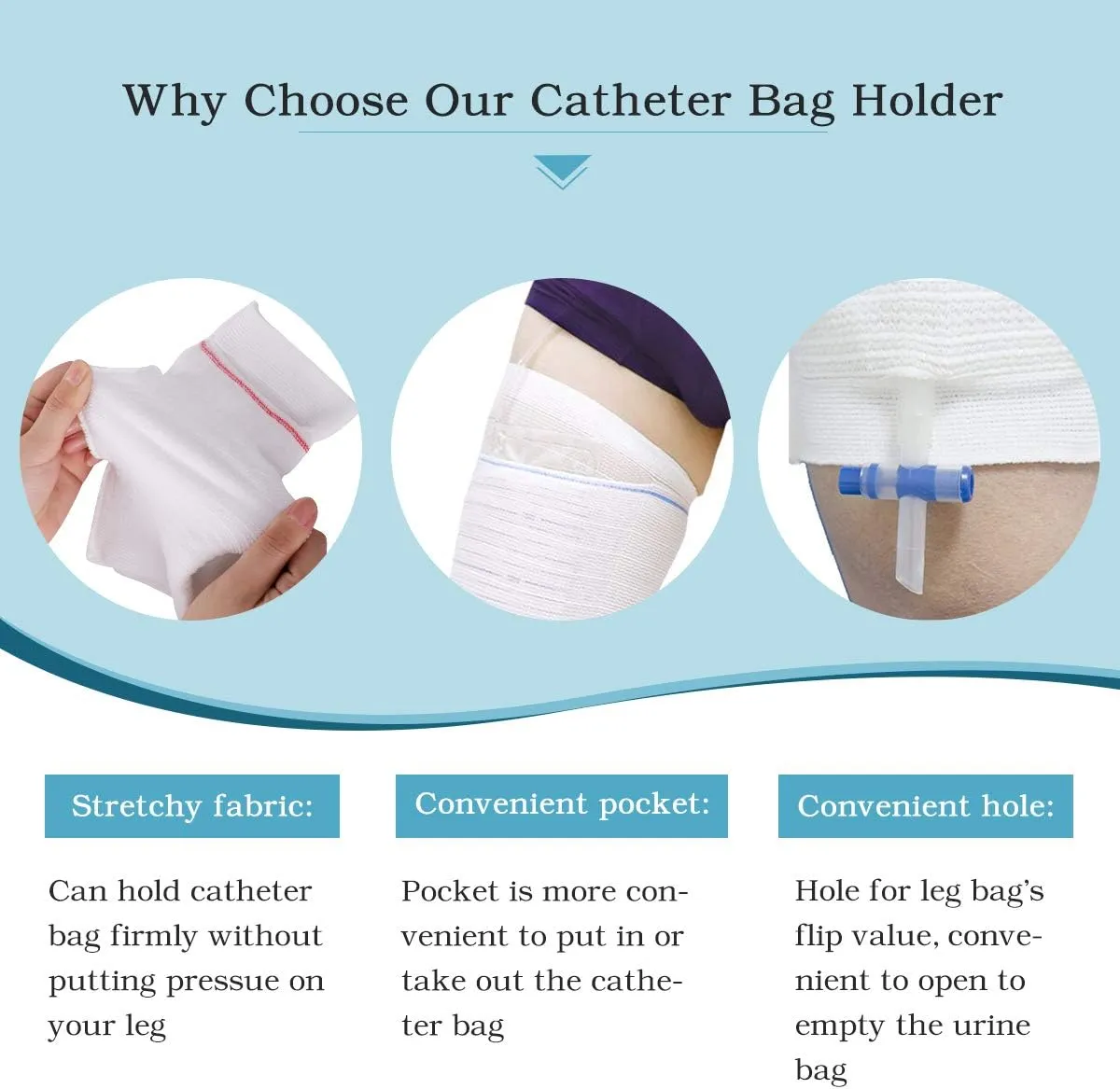 Catheter Leg Bag Holder 2 Count Fabric Catheter Sleeves Urine Leg Bag Holder - Urinary Drainage Bag Stay in Place Urine Bags for Legs Foley Catheter Bag Holder Strap for Men or Women Wheelchairs (M)