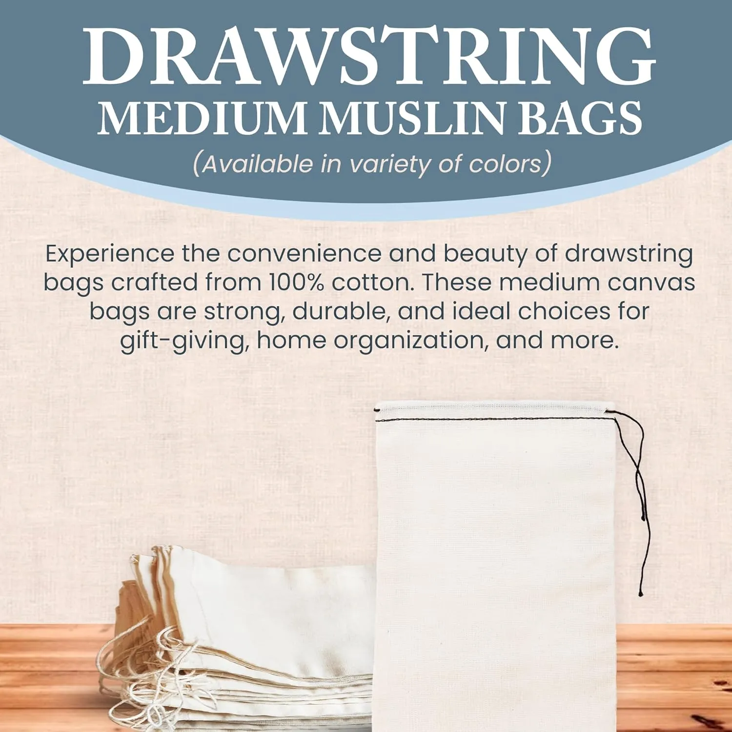 Celestial Gifts Muslin Bags 25pcs 4x6, 100% Cotton Drawstring Bags for Party Favors, Tea, Coffee, Parts and Spices - Made in USA (Natural Hem & Drawstring)