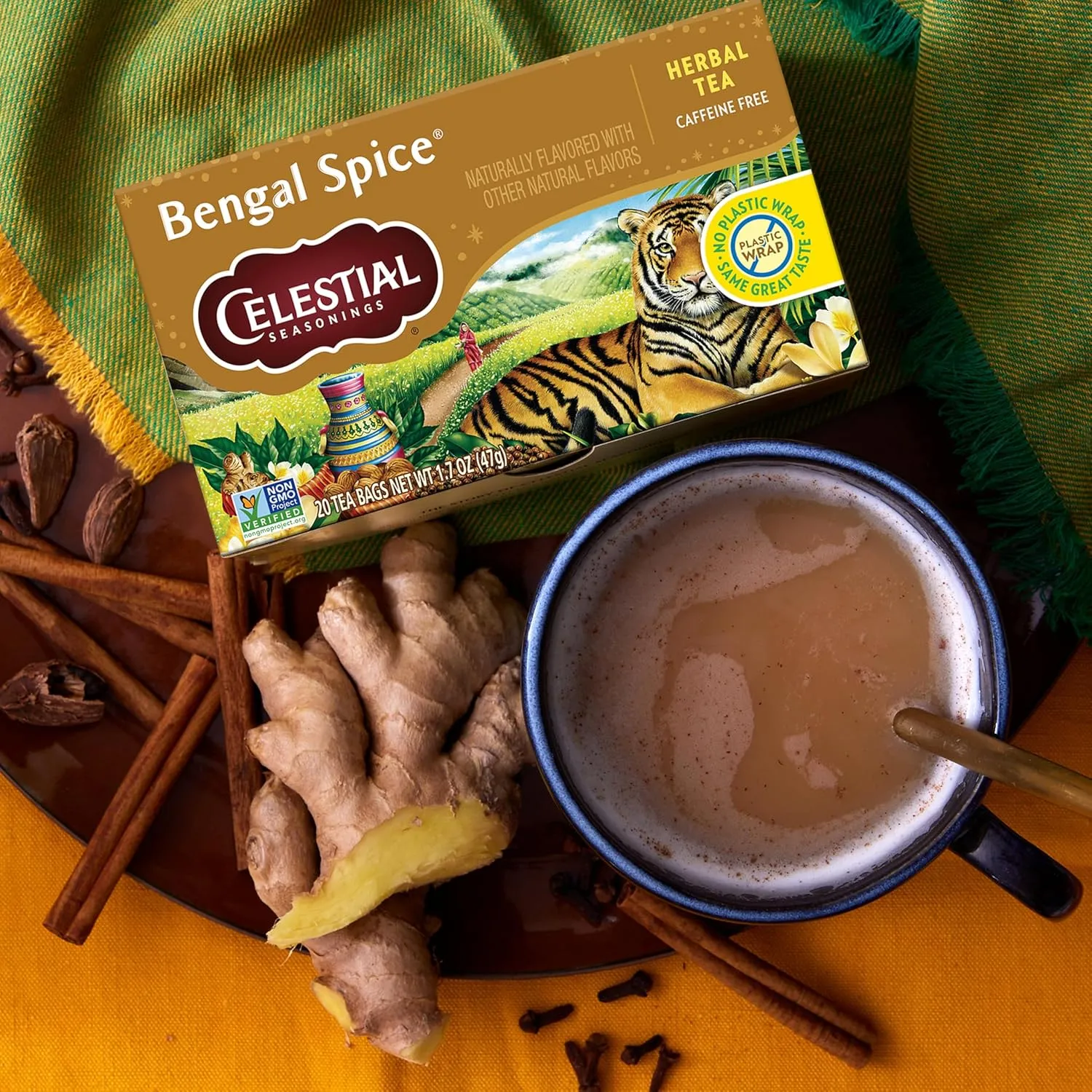 Celestial Seasonings Bengal Spice Herbal Tea, Caffeine Free, 20 Tea Bags Box (Pack of 6)