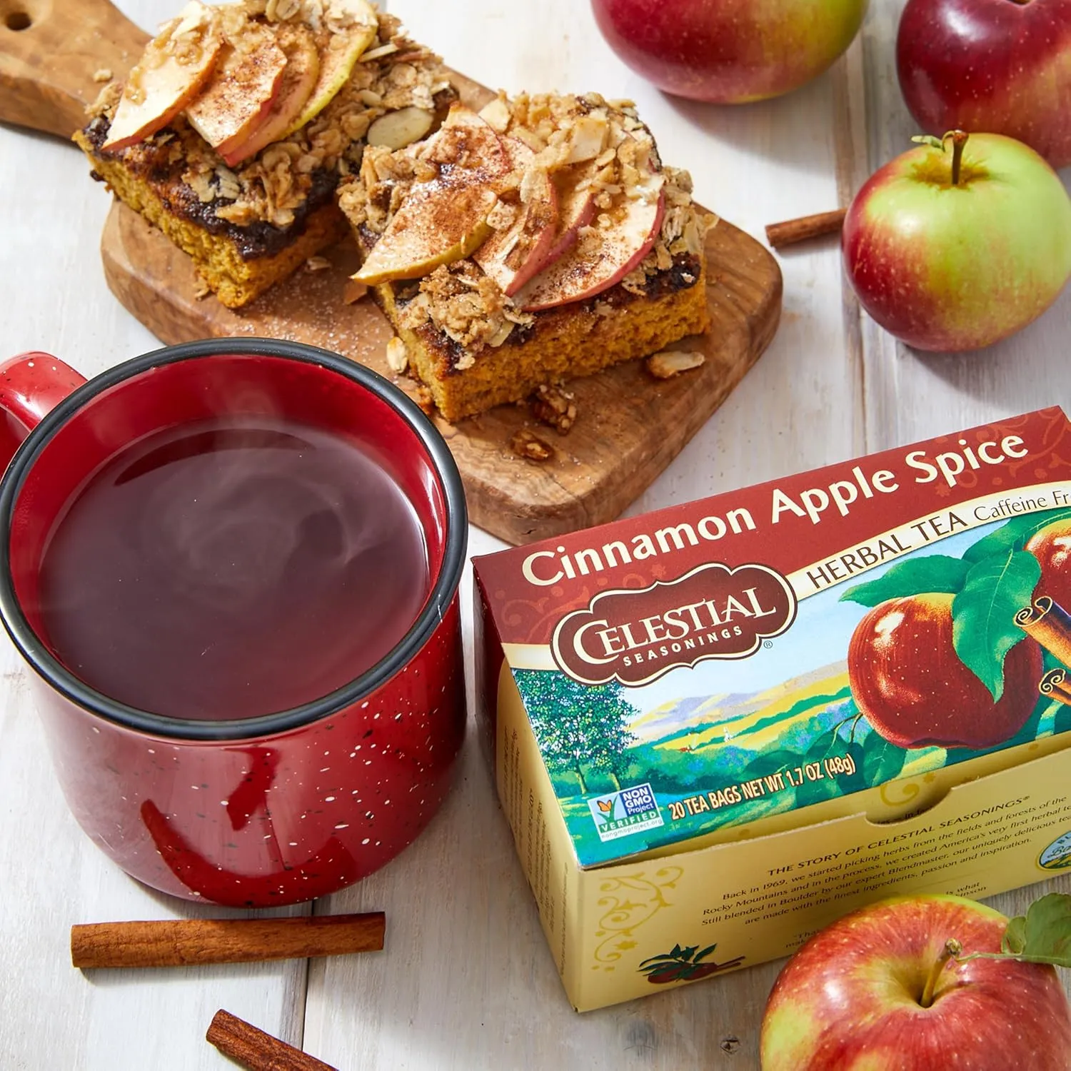 Celestial Seasonings Cinnamon Apple Spice Herbal Tea, Caffeine Free, 20 Tea Bags Box (Pack of 6)