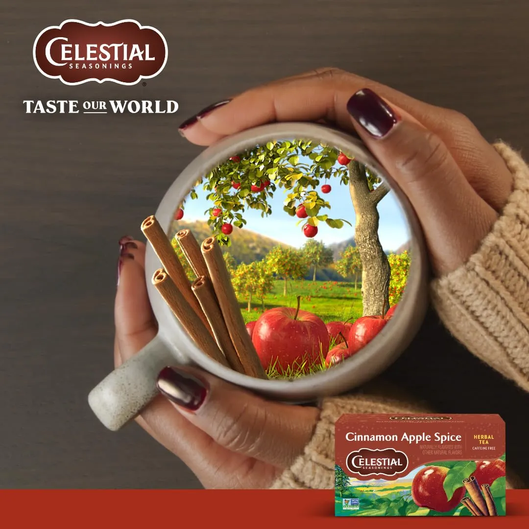 Celestial Seasonings Cinnamon Apple Spice Herbal Tea, Caffeine Free, 20 Tea Bags Box (Pack of 6)