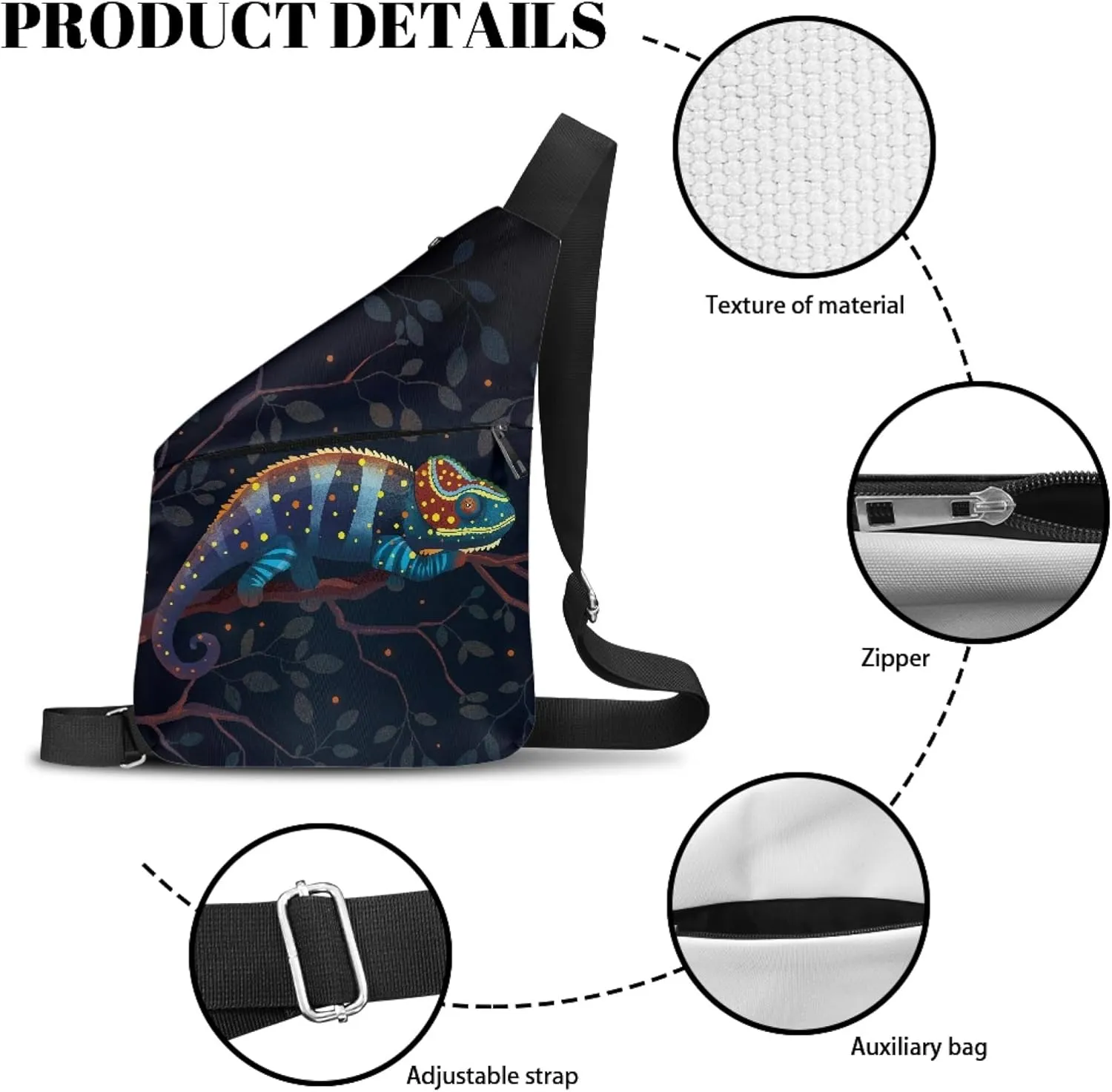 Chameleon Men Crossbody Bag Large Capacity Cross Body Bag for Gentleman Sling Bag with Front Pocket Personal Pocket Bag for Travel Crossbody Bags for Men Travel Outdoors