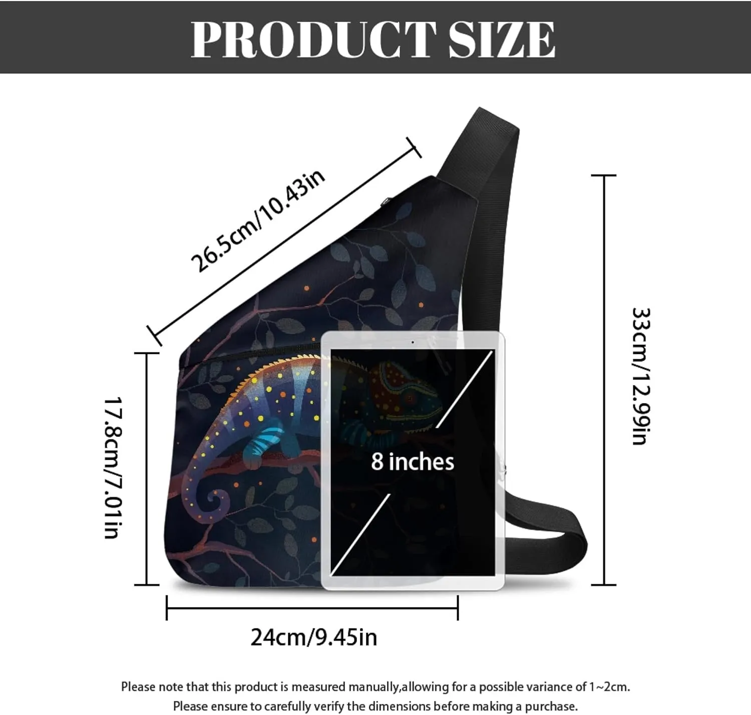 Chameleon Men Crossbody Bag Large Capacity Cross Body Bag for Gentleman Sling Bag with Front Pocket Personal Pocket Bag for Travel Crossbody Bags for Men Travel Outdoors