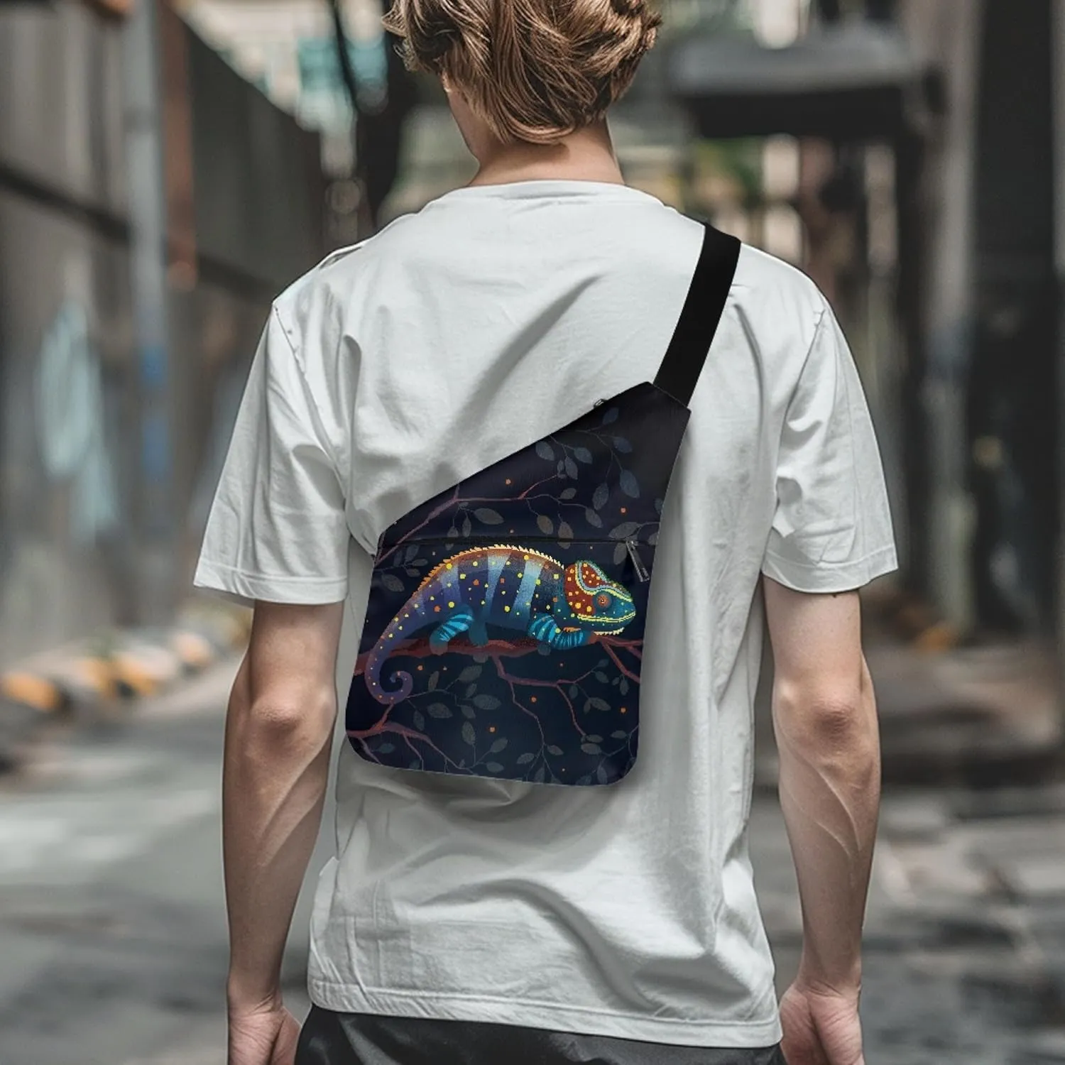 Chameleon Men Crossbody Bag Large Capacity Cross Body Bag for Gentleman Sling Bag with Front Pocket Personal Pocket Bag for Travel Crossbody Bags for Men Travel Outdoors
