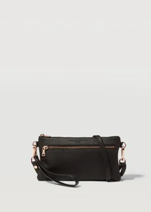 CHARLIE MIDDLETON Black Nappa Mini Dual Zip Crossbody Bag - Silver