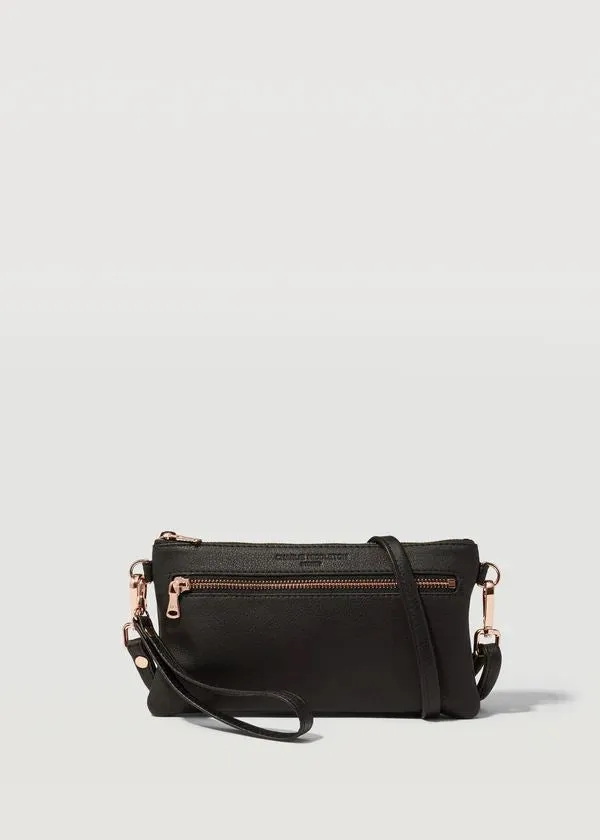 CHARLIE MIDDLETON Black Nappa Mini Dual Zip Crossbody Bag - Silver