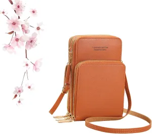 Cherishion Leather Small Crossbody Bag, Cherishion Mini Messenger Shoulder Handbag, Women's Mobile Phone Bag
