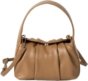 Chic Faux Leather Pleated Cloud Handbag, Stylish Mini Square Purse for Unique Elegance