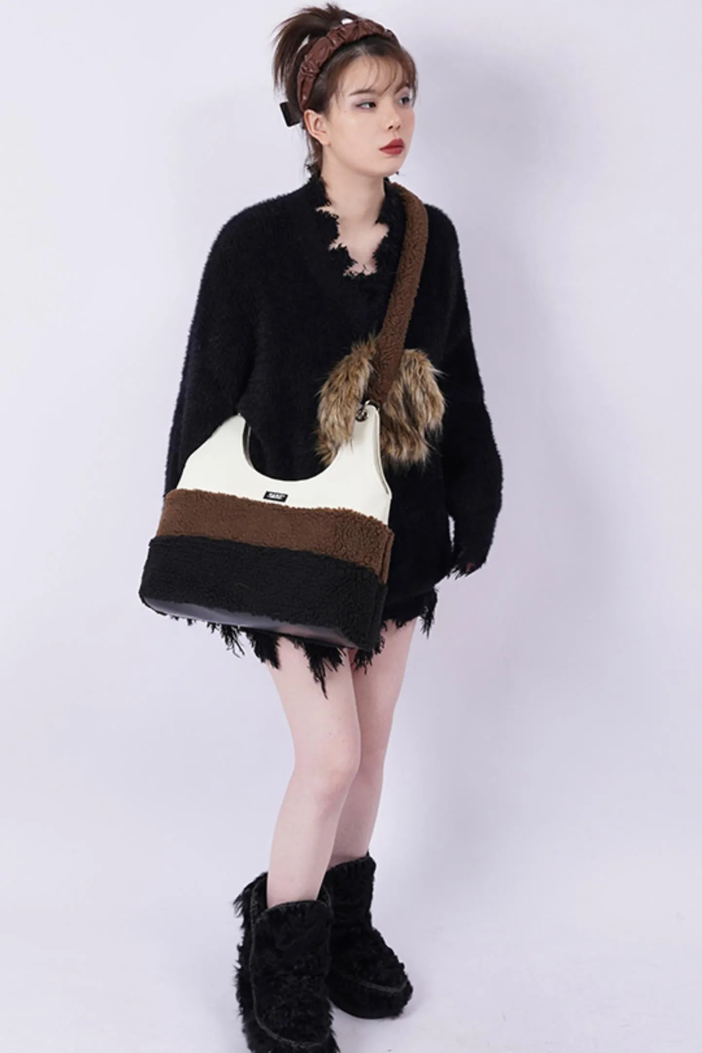 Chic Stripe Crossbody Tote Bag