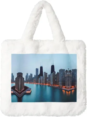 Chicago Print Cute Handbag Soft Tote for Women for Winter Bag and Holidays Christmas