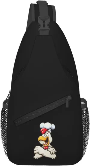 Chicken In A Chef's Hat Crossbody Bags For Women Men Chest Backpack Gym Shoulder Bag Travel Outdoor Sports Casual Crossbody Bags