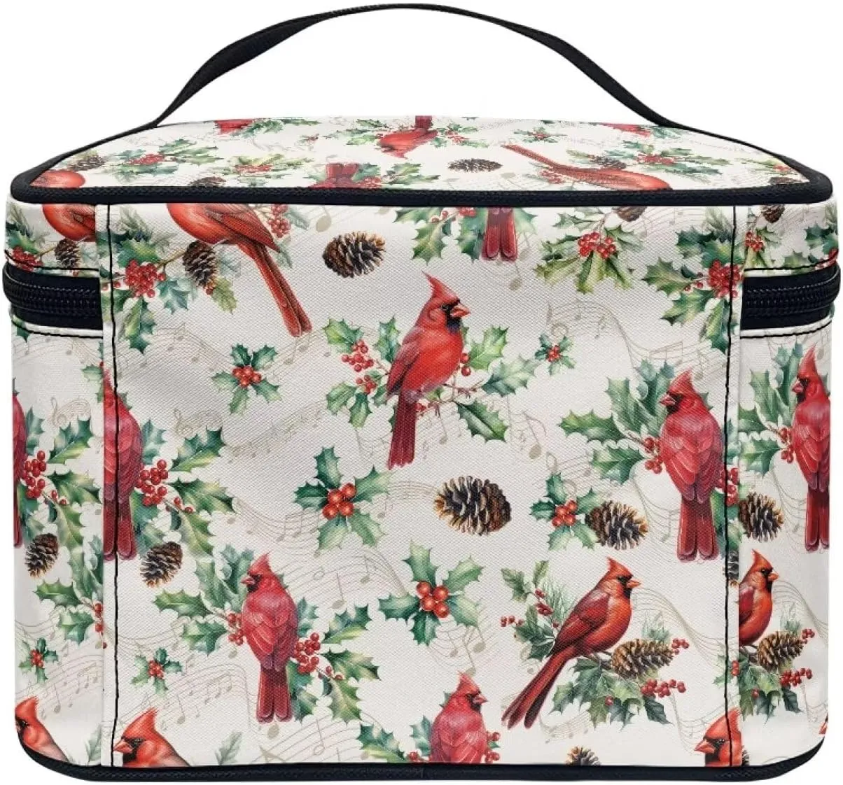 Christmas Cardinal Bird Travel Cosmetics Bags Women Large Capacity Makeup Organizer Travel Hanging Toiletry Bag for Women, Extra Large Makeup Bag Cosmetics Xmas Gifts for Women Girls