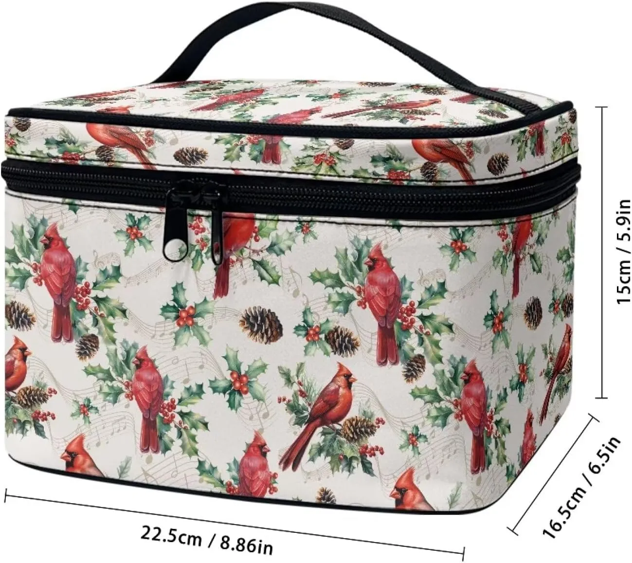 Christmas Cardinal Bird Travel Cosmetics Bags Women Large Capacity Makeup Organizer Travel Hanging Toiletry Bag for Women, Extra Large Makeup Bag Cosmetics Xmas Gifts for Women Girls