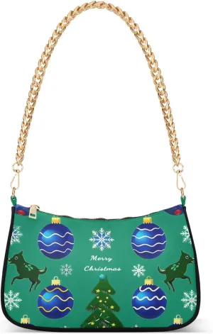 Christmas Deco Tree Animal Wolf chain women crossbody purse with multi pockets hand bags for women for work