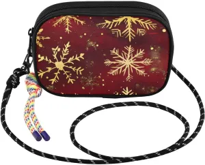Christmas Snowflake Gold Crossbody Bag for Women Cell Phone Purses Women's Small Shoulder Handbags Wallet Purse with Strap