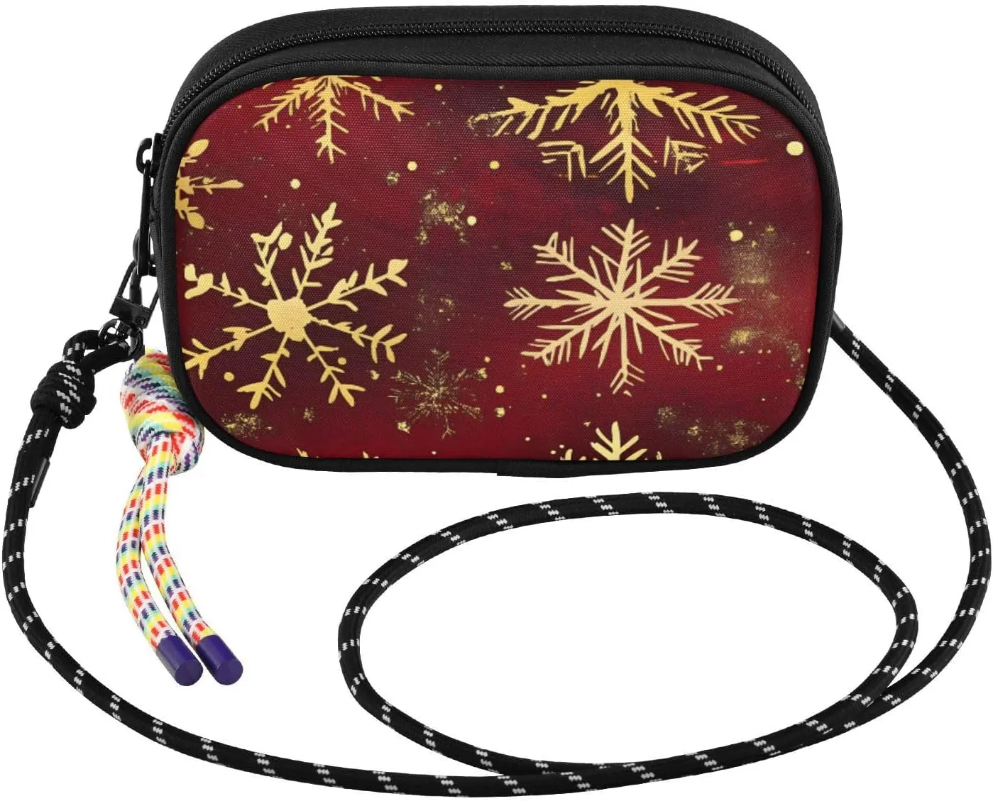 Christmas Snowflake Gold Crossbody Bag for Women Cell Phone Purses Women's Small Shoulder Handbags Wallet Purse with Strap