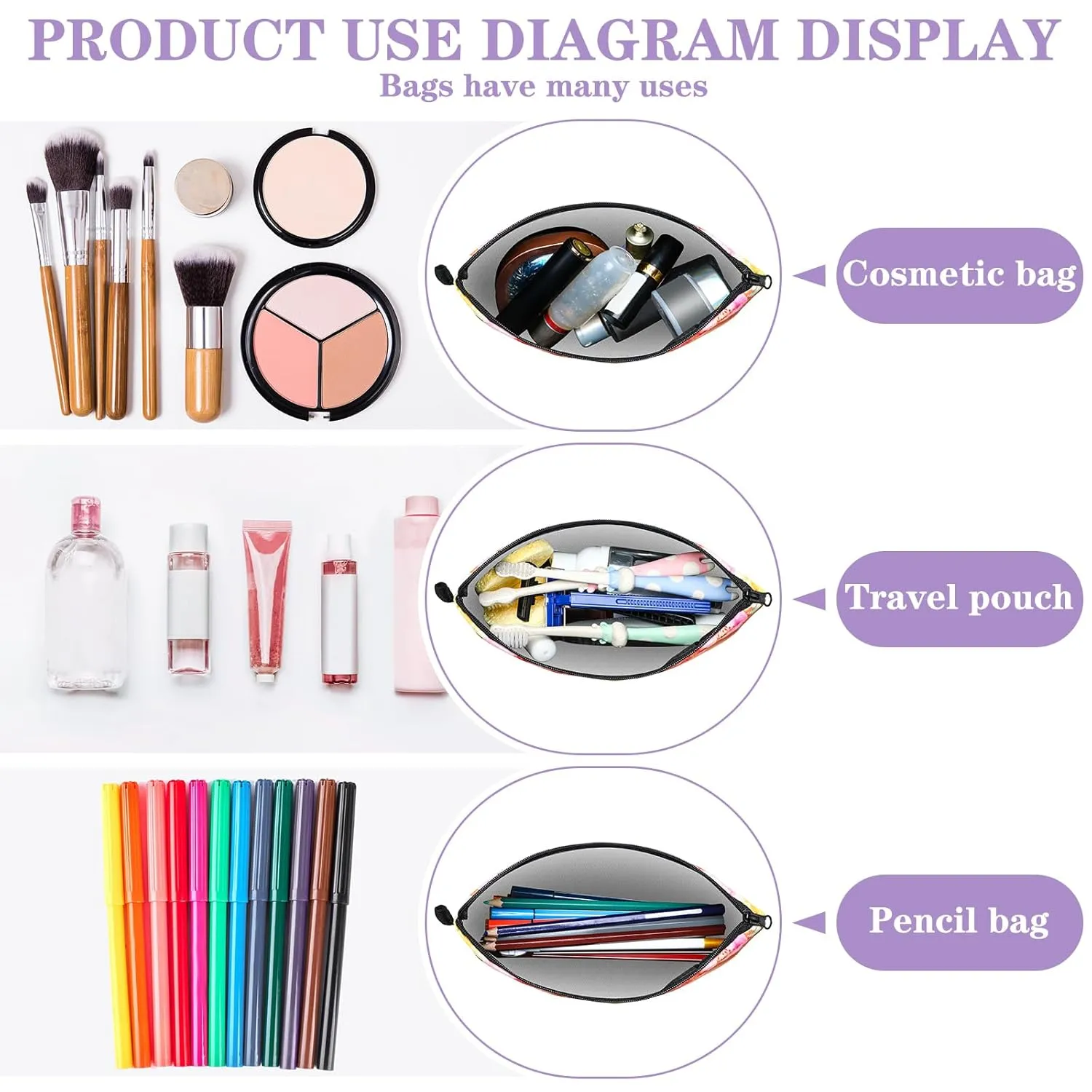 Chunful 12 Pcs Inspirational Christian Gifts Religious Makeup Bags Bulk for Women Bible Verse Flower Cosmetic Bag Mother's Day Gift for Church Ladies Student Office, 7.48 x 4.72 Inch(Stylish)