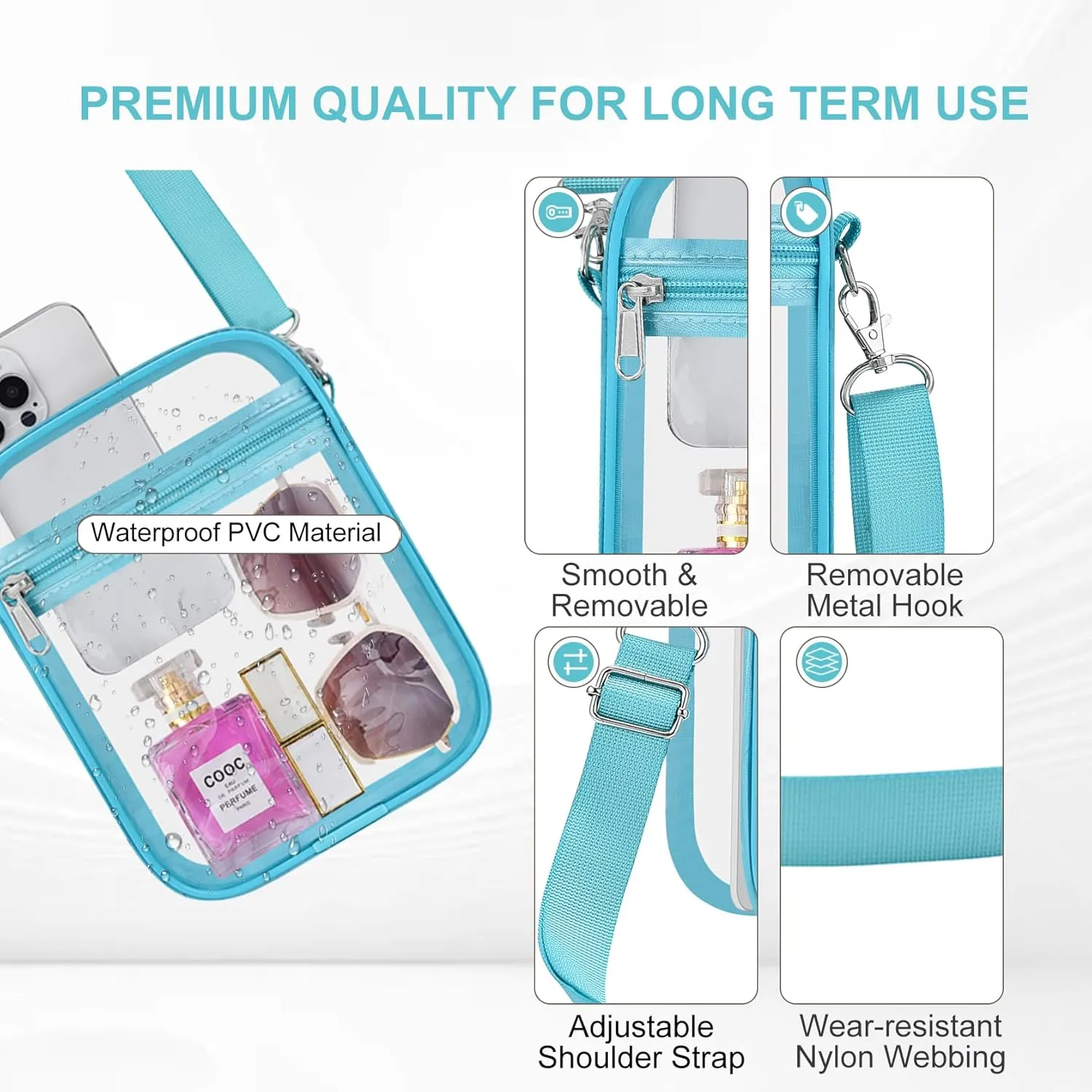 Clear Bag Stadium Approved Clear Purse for Women Clear Crossbody Bag for Stadium Events Concerts Festivals