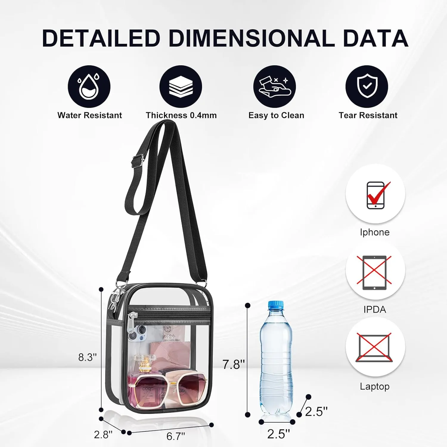 Clear Bag Stadium Approved Clear Purse for Women Clear Crossbody Bag for Stadium Events Concerts Festivals